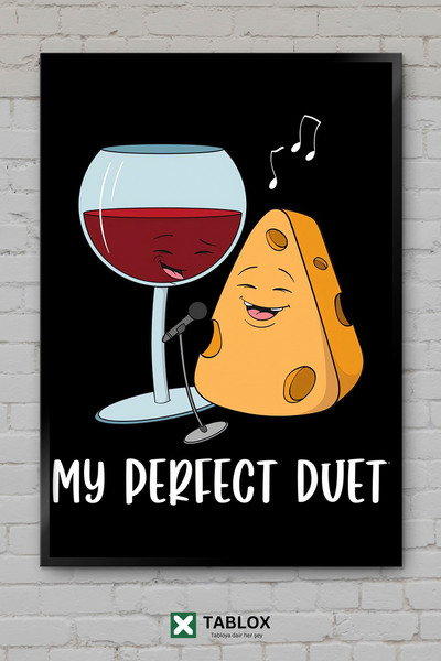 tablomaxtbx Duet Vino i Sir Vino Sir Duet Umjetnički Poster Okvir Izgled Deko...