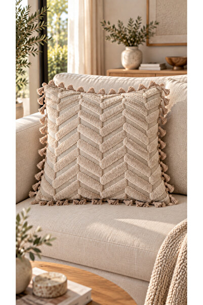 Loselya Stone Modern Tasseled Decorative Throw Pillow Cover - Soft Textured, ...