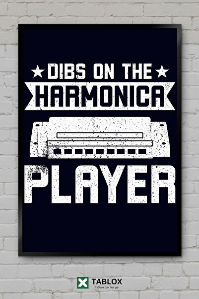 tablomaxtbx Dibs On The Harmonica Μουσική Μπλουζ Χιούμορ Αφίσα με Πλαίσιο Δια...