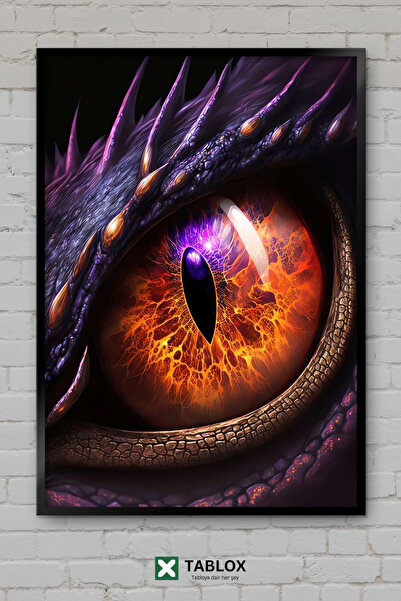 tablomaxtbx Dragon Eyes Αφίσα Τέχνης Φαντασίας με θέμα τα Μάτια του Δράκου, Δ...