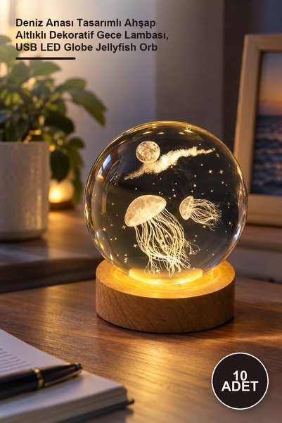 Yenilig 10 Pieces of Lighted Glass Globes – Decorative Night Light with Jelly...