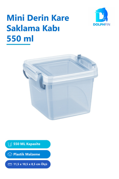 DolphFin Mini Deep Square Storage Container 550 ml Plastic