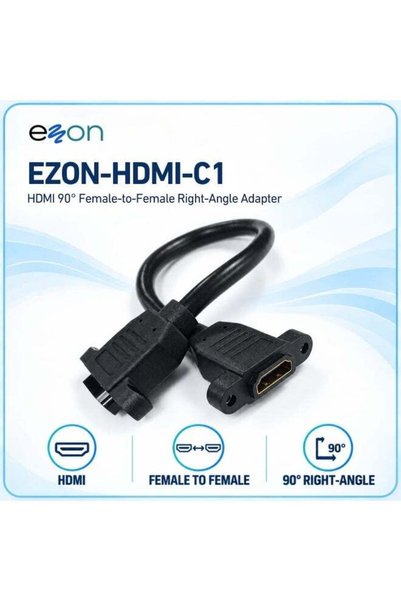 eZon HDMI 90-Degree Right-Angle Adapter - Female-to-Female Coupler, Space-Saving Connector for Tight Cable Setups