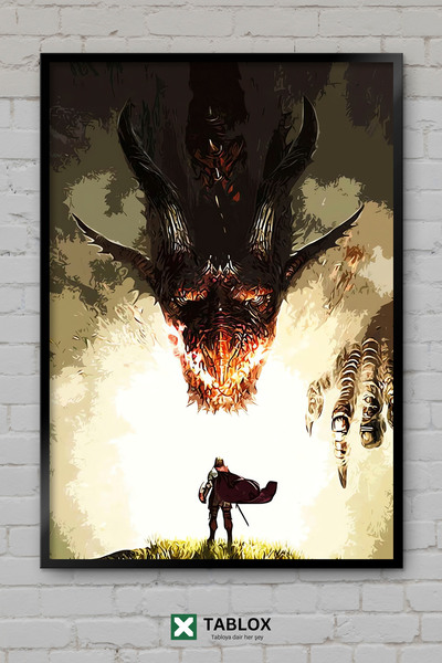 tablomaxtbx Vatra zmajeva Vatra zmajeva Fantazijski umetnički poster Uramljen...