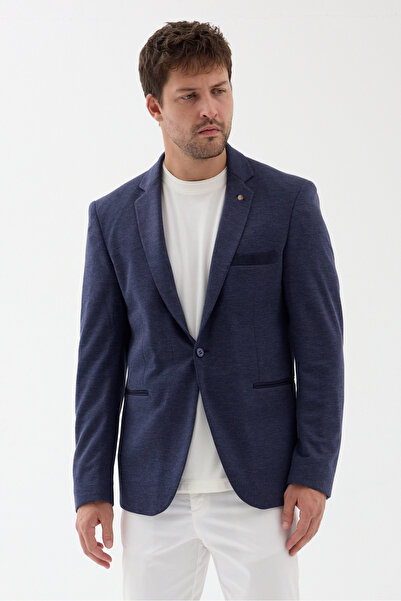 Frappoli Angelos Men's Navy Blue Cotton Blended Flexible Fabric Dobby Mono Co...
