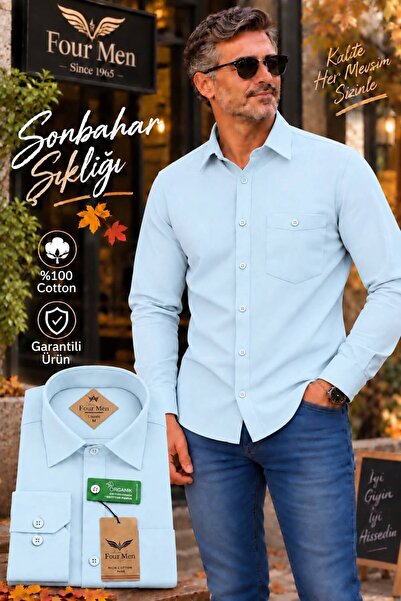Aycan Fourmen Classic Cut Soft Cotton Single Pocket Shirt