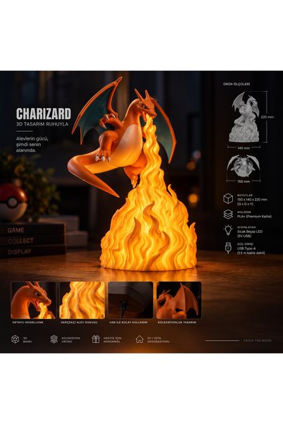 Fibrika Store Charizard'ın Ateş Nefesi: İkonik Figür Lambası