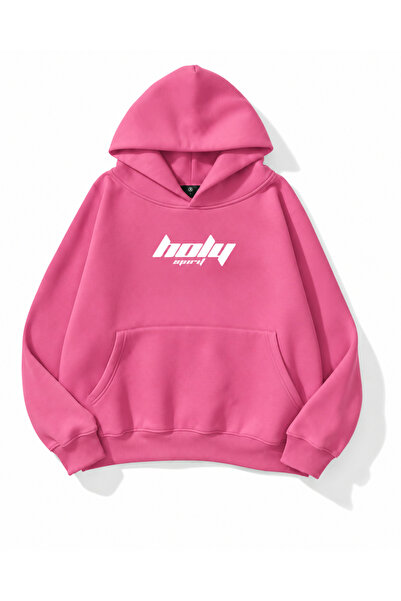 HAI COLLECTİON Kadın Minimal Yazı Baskılı 3 İplik Oversize Hoodie – Kapüşonlu...