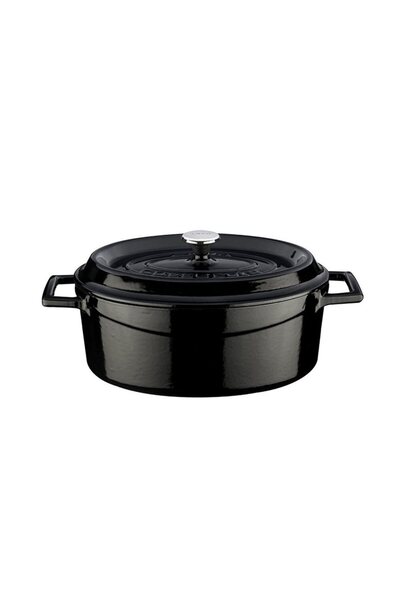 Lava Oval saucepan, cast iron, 27cm/3.91L, "Trendy", Black -