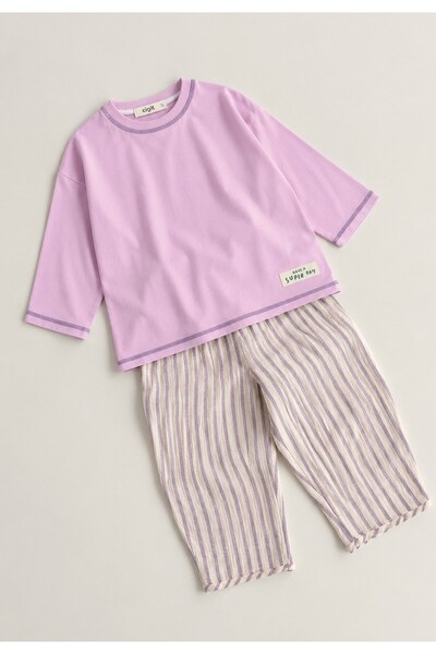 Cigit Oversize Pantolon Takım 2-10 Yaş Lila