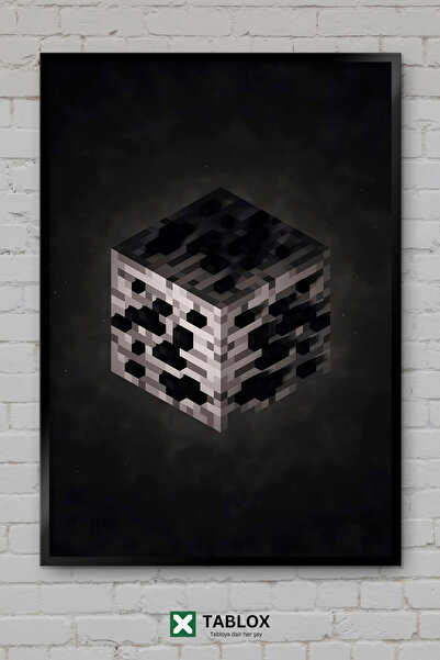 tablomaxtbx Kocka Sjajna Crna Crna Voxel Umetnost Minecraft Poster Umetnički ...
