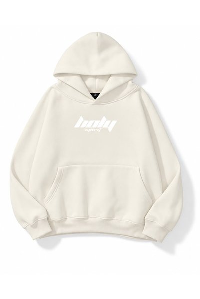 HAI COLLECTİON Kadın Minimal Yazı Baskılı 3 İplik Oversize Hoodie – Kapüşonlu...