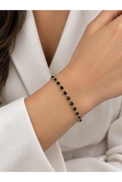 Alsem Store Elegant Stone Bracelet for Women Stylish Crystal Stone Bracelet with Silver Gold Black Color Options