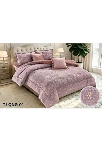 Moon 6-Piece Bedding Set Nefren Winter Filling Medium Soft Velvet with Elegan...