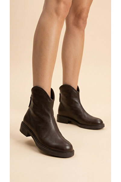 Moda Lime Women's Leather Look Zippered Short Heel Casual Boots