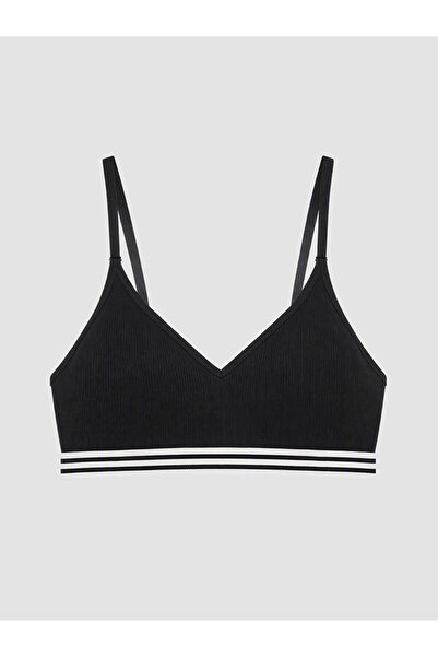 LC Waikiki Özmarka New Season Black Underwire-Free Padded Striped Bustier