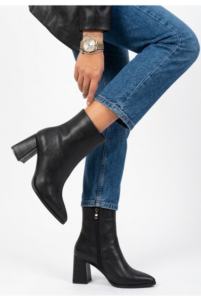 Erbilden Women's Boots Black Leather Stylish Zeto