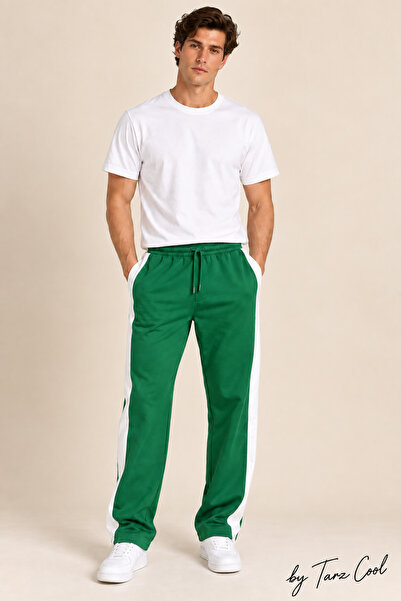 Tarz Cool Men's Side Striped Baggy Sweatpants 3 Yarn Threaded Cotton Loose Fi...