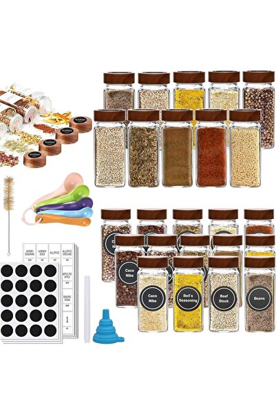 Jumairaye 24 Pcs Glass Spice Jars with Bamboo Lids,4 oz Glass Jars with Minim...