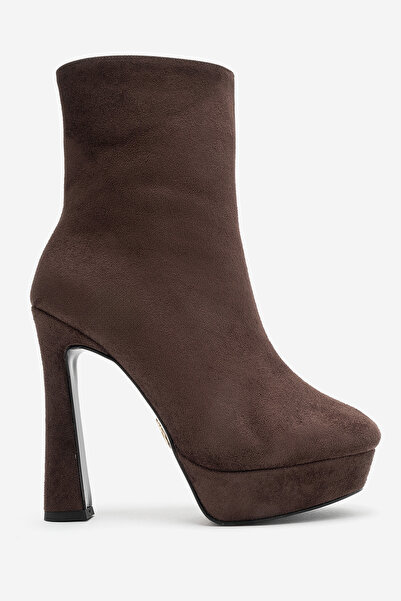 Ayakkabı Ateşi Γυναικείες μπότες Capital Brown Suede με τακούνι και πλατφόρμα