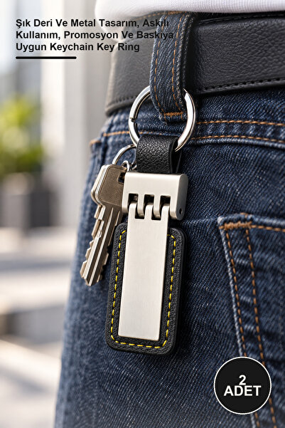 Yenilig 2 Pieces Leather Metal Keychain – Stylish Leather and Metal Design, S...