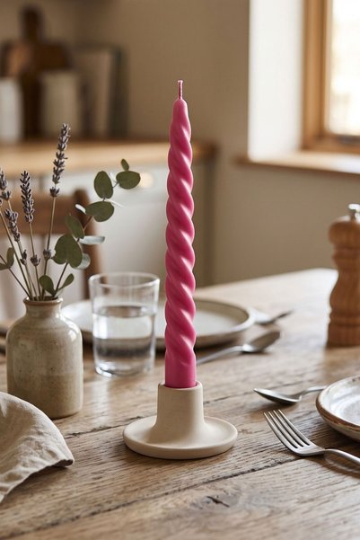 2 Adet Renkli Burgulu Mum-18 cm