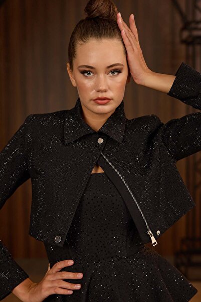 NOK İSTANBUL Iconic Glamour Dream Diamond Jacket Black
