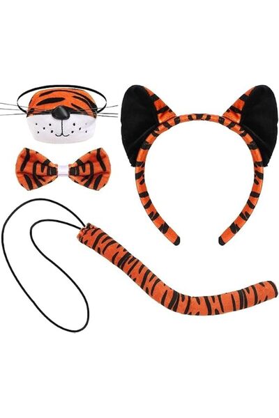 ALMEKAQUZ 4 Pcs Kids Animal Costume, Tiger & Bunny Set with Tiger & Bunny Ear...