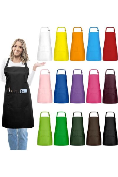 GENERAL 15 Pcs Adult Aprons Bulk with Pockets Adjustable Bib Chef Apron for W...