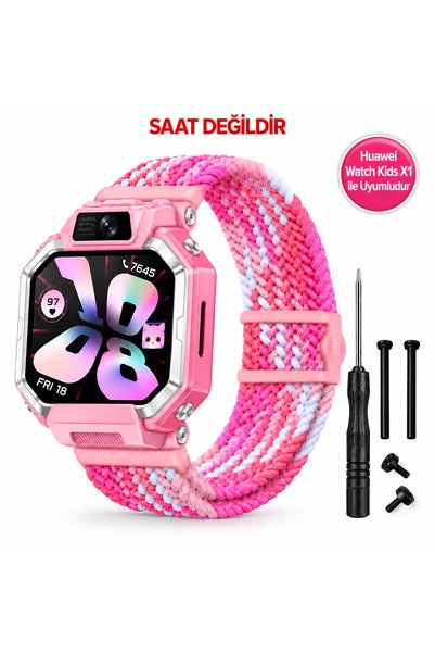 Dexmon Huawei Watch Kids X1 Akıllı Çocuk Saati Uyumlu Örgü Hasır Kumaş Kordon...