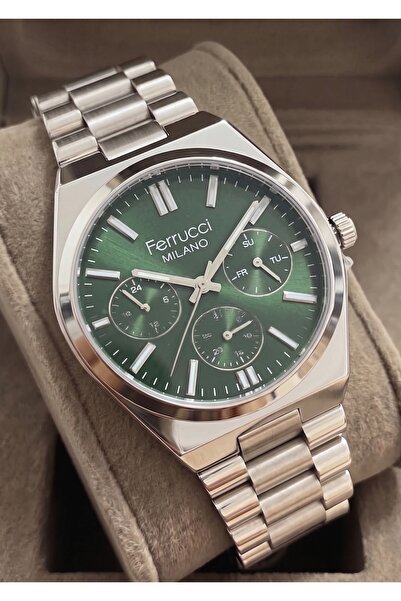 Ferrucci Men's Functional Calendar Metal Strap Wristwatch with 2 Years Warranty