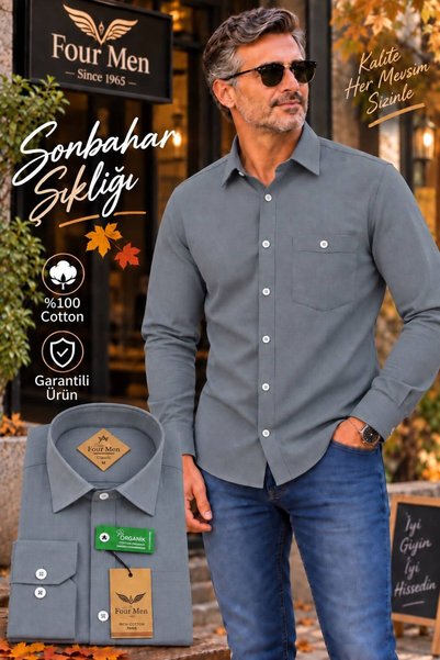 Aycan Fourmen Classic Cut Soft Cotton Single Pocket Shirt