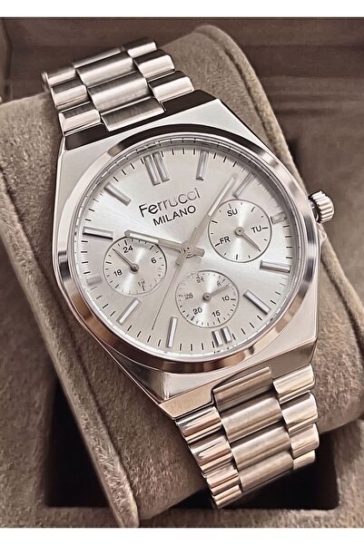 Ferrucci Men's Functional Calendar Metal Strap Wristwatch with 2 Years Warranty
