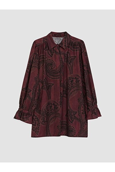 Burcia Burgundy Shawl Patterned Women's Shirt Tunic