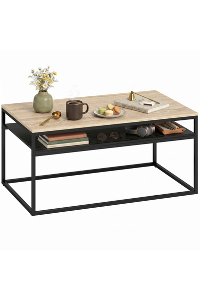 Generic Brand Măsuță de cafea cu raft, stil industrial modern, pentru living ...