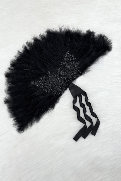 ZEYMERADE Black Bridal Fan, Sparkling Vip Pine Laced Henna Bachelorette Party...