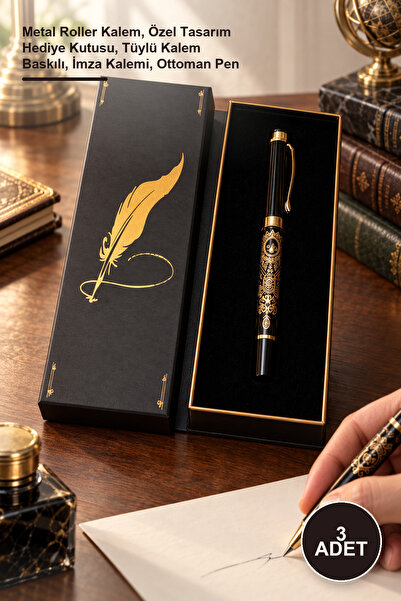 Yenilig 3 Ottoman Pen Boxes – Metal Roller Pen, Special Design Gift Box, Feat...