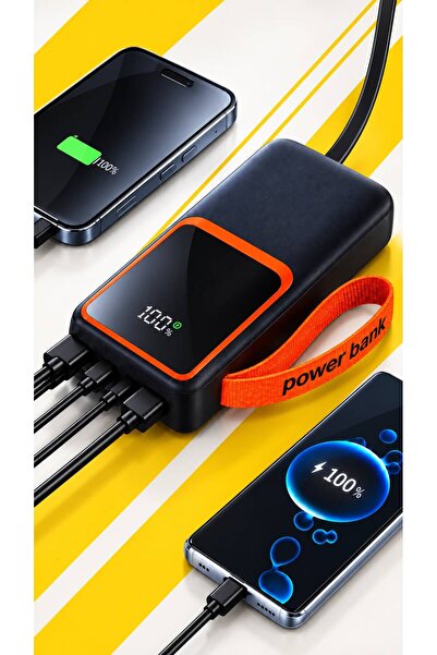 kawigo 30.000 mAh Powerbank 22.5W Hızlı Şarj Dahili Type-C Lightning Kablolu Dijital Göstergeli