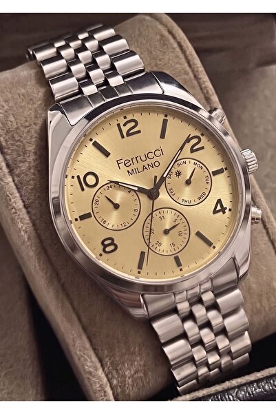 Ferrucci Men's Functional Metal Steel Cord Wristwatch with 2 Year Warranty