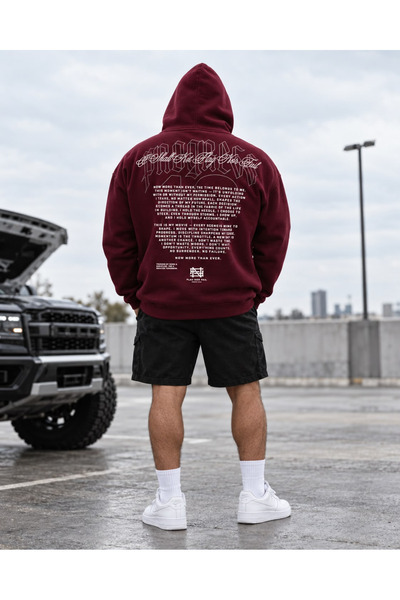 HAI COLLECTİON Erkek Tipografik Sırt Baskılı 3 İplik Hoodie – Oversize Kapüşo...