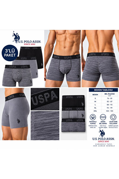 U.S. Polo Assn. Men's (Anthracite-Black-Printed), 3 Pieces of Boxers (Boxed)