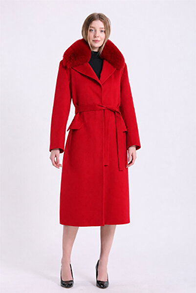Leather Club Cashmere Coat with Red Fox Accessories