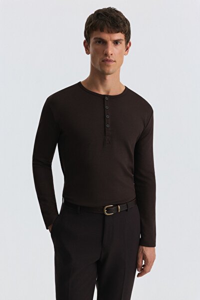 Antioch 100% Cotton Buttoned Collar Ribbed T-Shirt