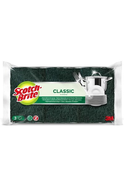 Scotch Brite إسفنجة سكوتش-برايت الثقيلة للتنظيف الكلاسيكي، 3 قطع/عبوة |   إسف...