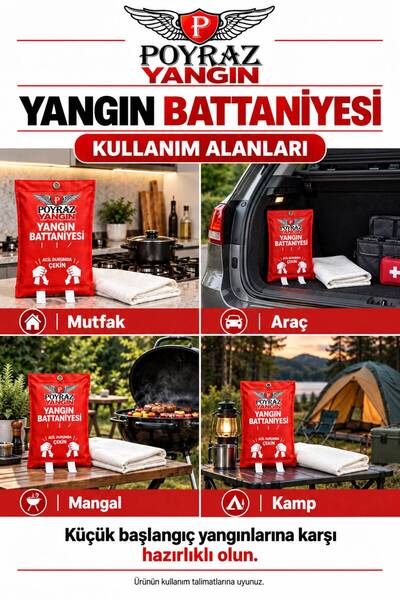 P POYRAZ 100X100 YANGIN BATTANİYESİ FİRE BLANKET