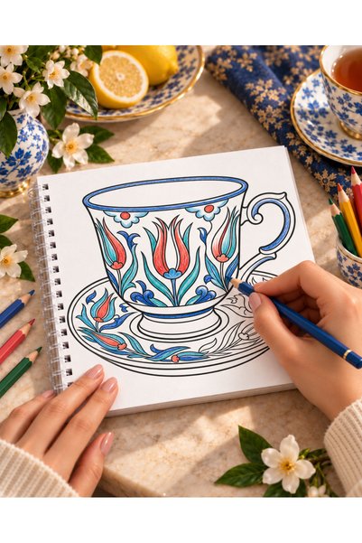Z&R CRAFT The Art of Cups Adult Coloring Book |   Cup Mug Tile and Pattern Painting |   30 Visuals |   20X20 Size