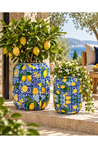 Greenmall Amalfi 2'li Metal Saksı Seti