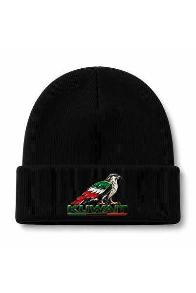 Rabona Fashion Kuwait National Falcon Emblem Graphic Beanie