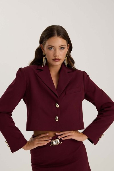NOK İSTANBUL Tailored Whisper Blazer Burgundy