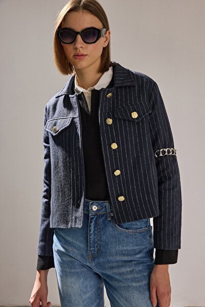 Touché Privé Short Striped Embroidered Jacket